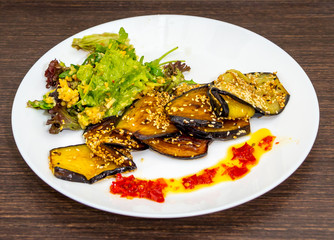 Eggplant roasted on plate