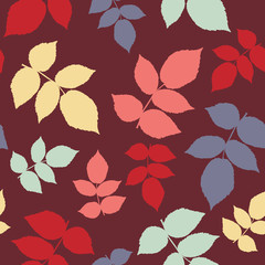 Seamless pattern with leaf, autumn leaf background. Abstract ras