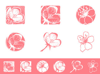 Cherry Blossom Logo Design Set