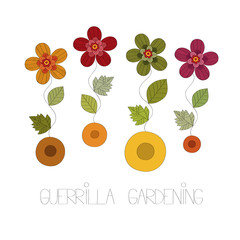 Guerrilla gardening vector illustration