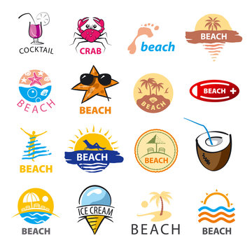 biggest collection of vector logos beach, palm trees, sea