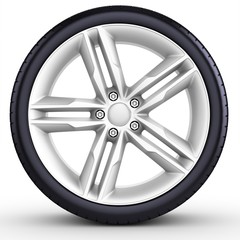 Fototapeta premium 3d detailed car wheel with rim