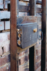 Fototapeta na wymiar Industrial metal door lock. Security access area