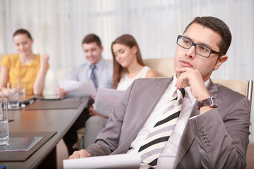 Business management process at the meeting