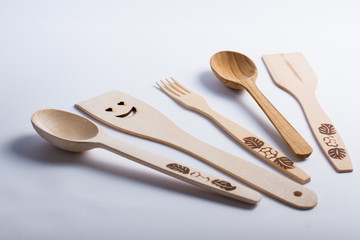 Wooden kitchen utensils.
