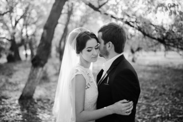Fototapeta premium Wedding couple in love outdoors