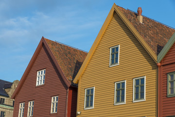 Fototapeta na wymiar historic buildings of Bryggen in the City of Bergen, Norway