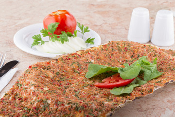 Turkish and Arabic Traditional Pide Pizza Lahmacun