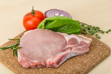 Raw pork steak