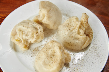 National Georgian dish khinkali meat in a sacred test a couple o