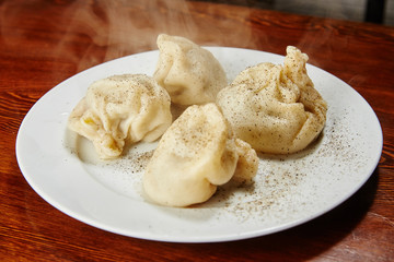 National Georgian dish khinkali meat in a sacred test a couple o