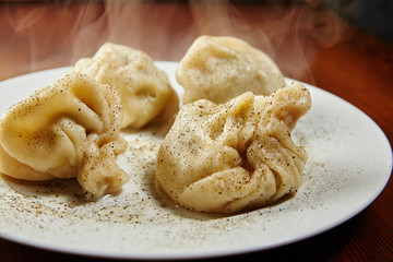 National Georgian dish khinkali meat in a sacred test a couple o