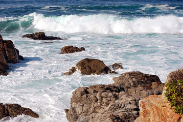Waves crush rocks,18 Miles Out, California