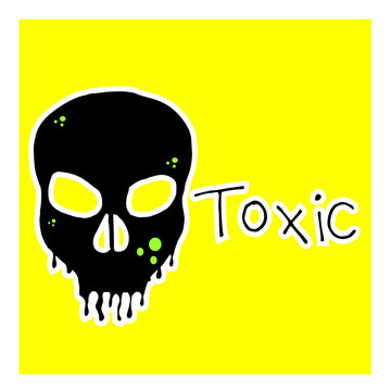 black skull, warning of toxic elements
