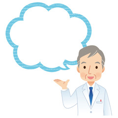 案内する男性医師　医療　コピースペース