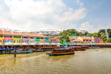 Naklejka premium Singapore Landmark: HDR of Clarke Quay on Singapore River