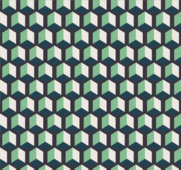 Dark green cubes on dark grey background seamless pattern