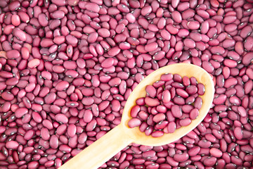 Red Beans with Wooden Spoon for Backgrounds