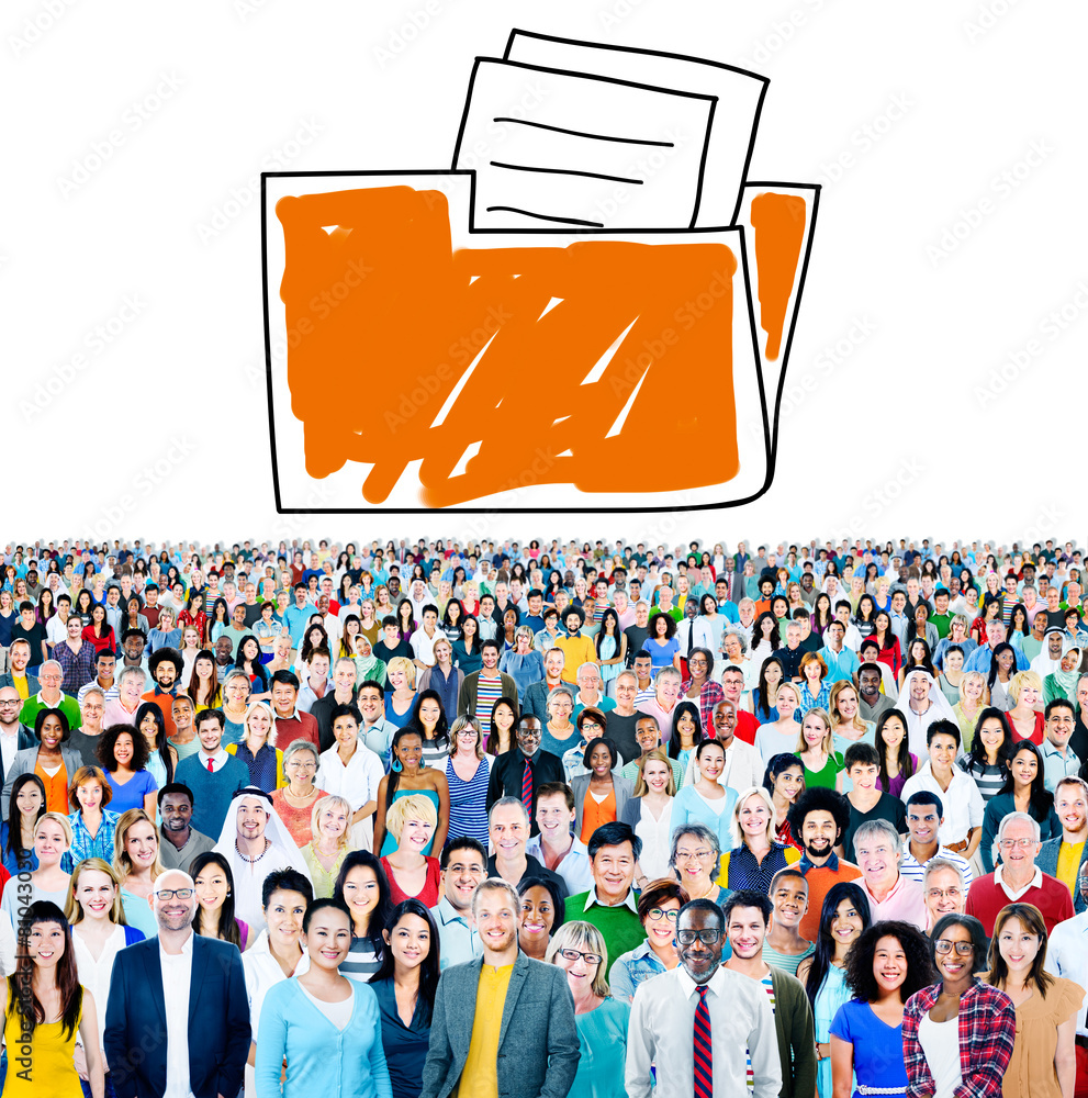 Poster folder data storage supply information database concept
