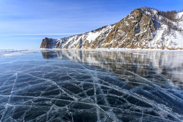зеркальный лёд Байкала - obrazy, fototapety, plakaty