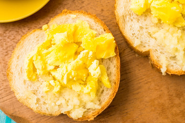 Appetizer with boiled egg and garlic
