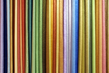 Row of textile materials