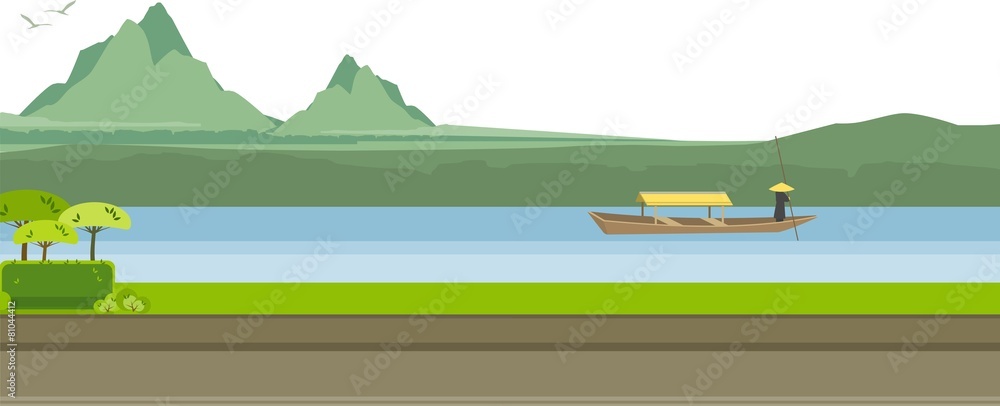 Wall mural Illustration Mountain River