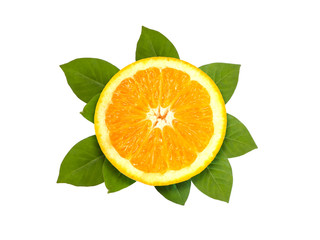 Orange sliced and leaves