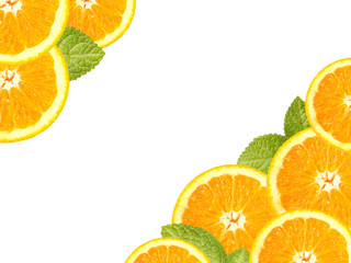 Orange sliced and leaves border