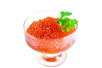 kremanki glass with red salmon caviar