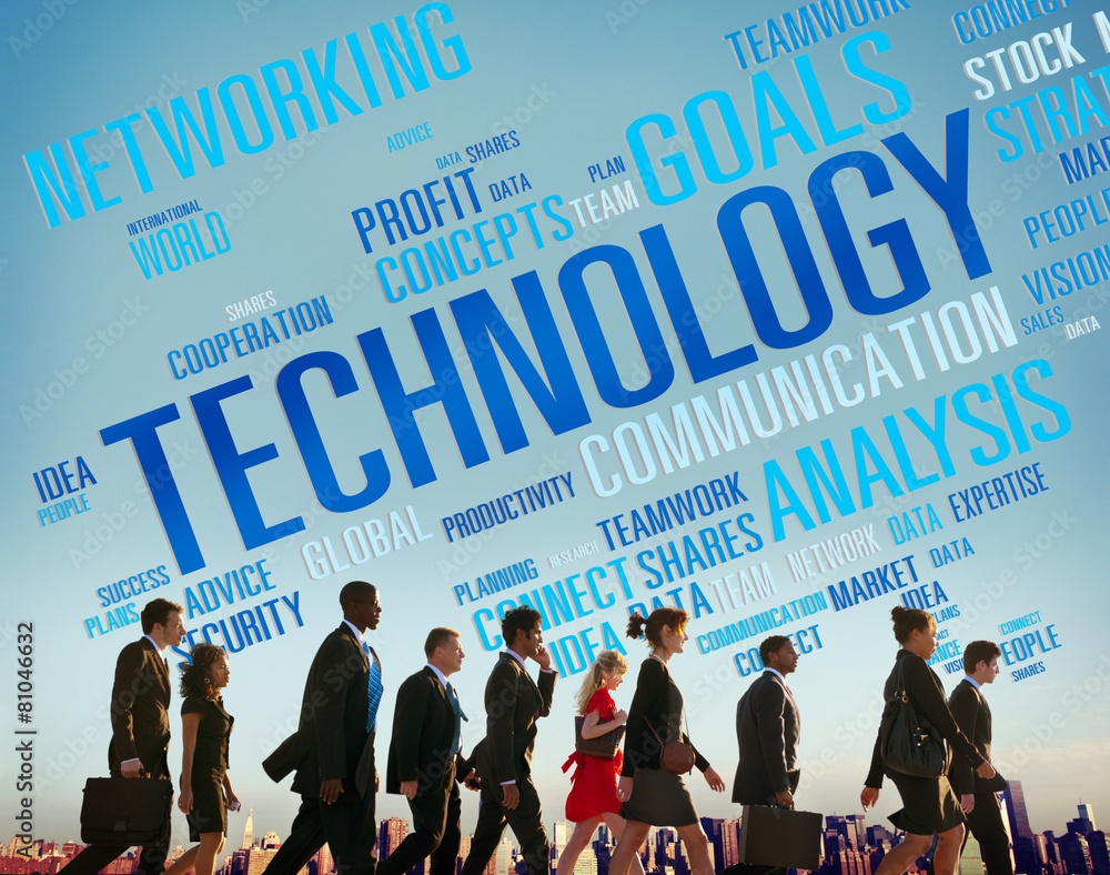 Poster technology networking connection global communication concept