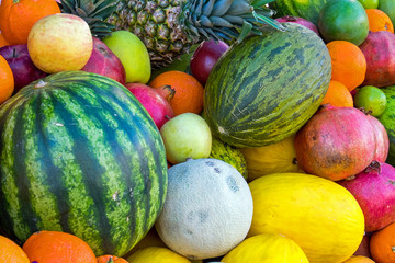 Variety of tropical fruits seen at a market