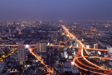 Fototapeta na wymiar Bangkok Expressway and Highway top view, Thailand