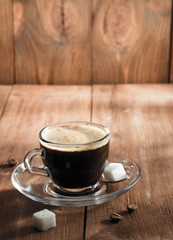 cup of coffee on wood