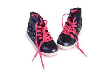 Children's stylish sneakers isolated on white
