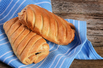 Heap of fresh rolls as background
