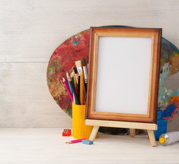 picture frame and paints on wood