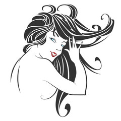 Vector stock. Face of a beautiful smiling girl