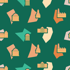 seamless background with various city buildings