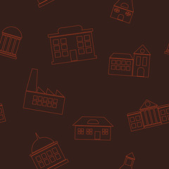 seamless background with various city buildings