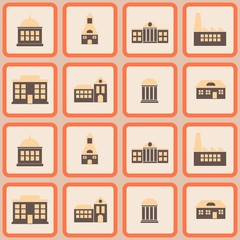 seamless background with various city buildings