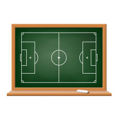 Fototapeta premium Soccer field drawn on a blackboard.