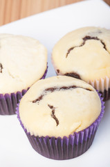 a chocolate cupcake with cream cheese on top