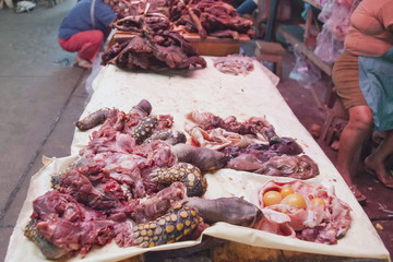 Turtle meat at market in Iquitos, Peru.