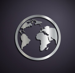 Flat metallic logo Earth.