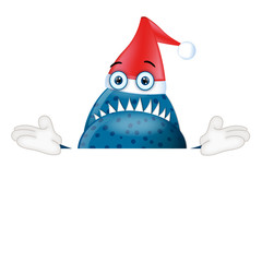 Fototapeta premium Monster Garry with santa clause hat christmas advertising space