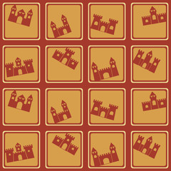 Seamless background with different castles