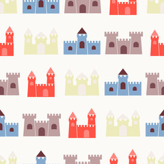 Seamless background with different castles