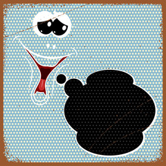 Speech Buble with the laughing face in Pop-Art vintage Style