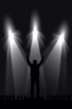 Silhouette of actors in the spotlight
